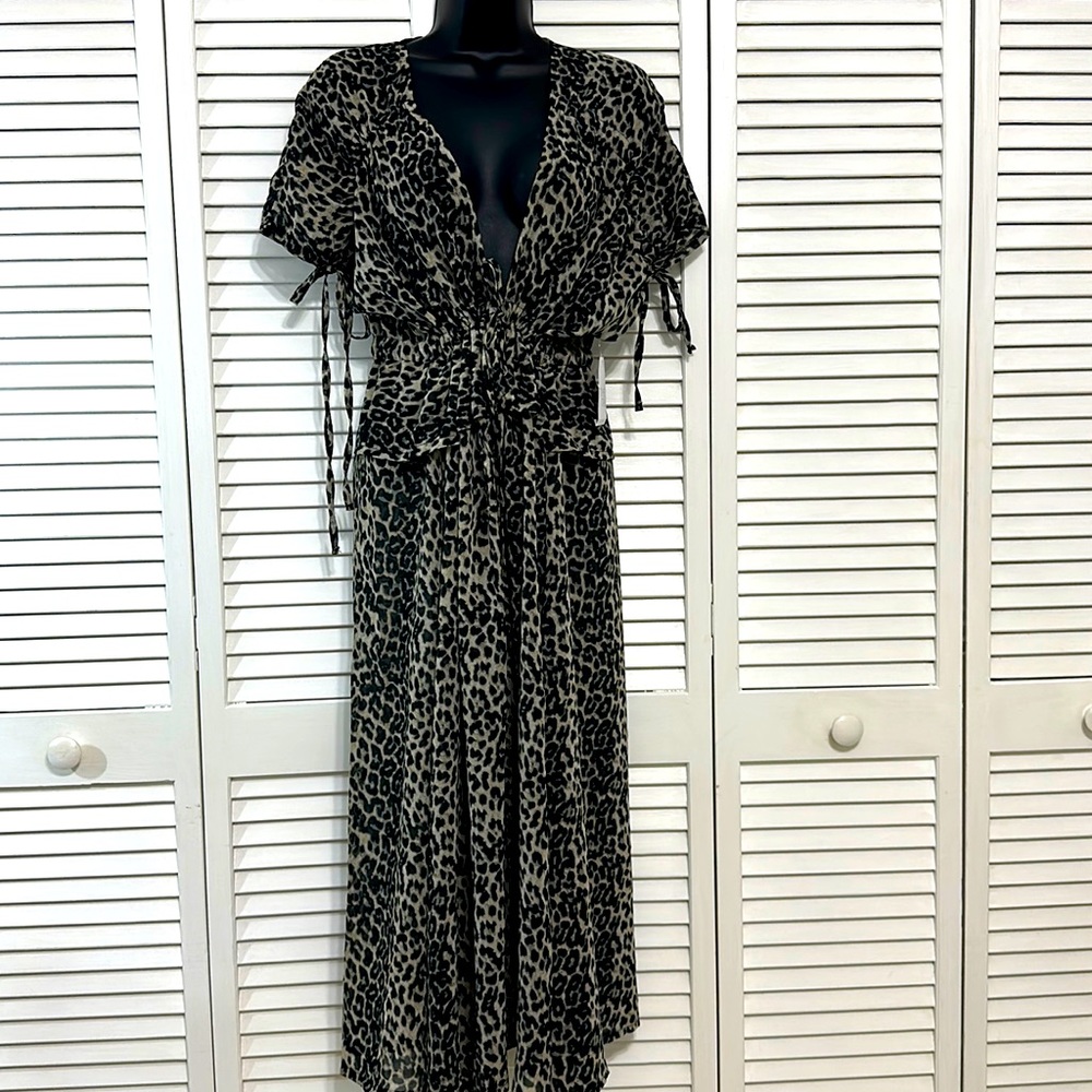 Time and Tru Chiffon Kimono, Cover, Jacket Leopard Boho Free People Vibe Small